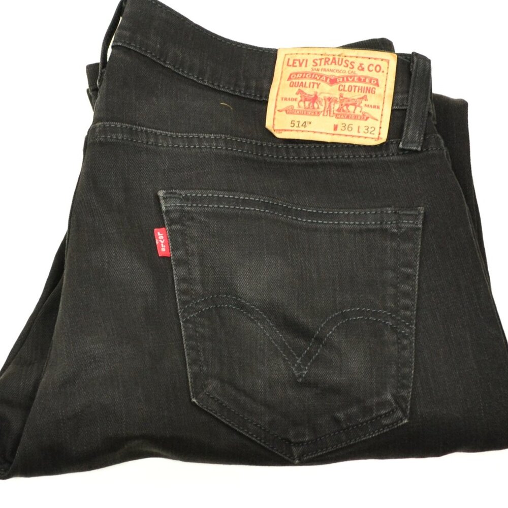 Levi's 514 Men's Size W36 L32 Black Loose Straight Fit Dark Wash Jeans